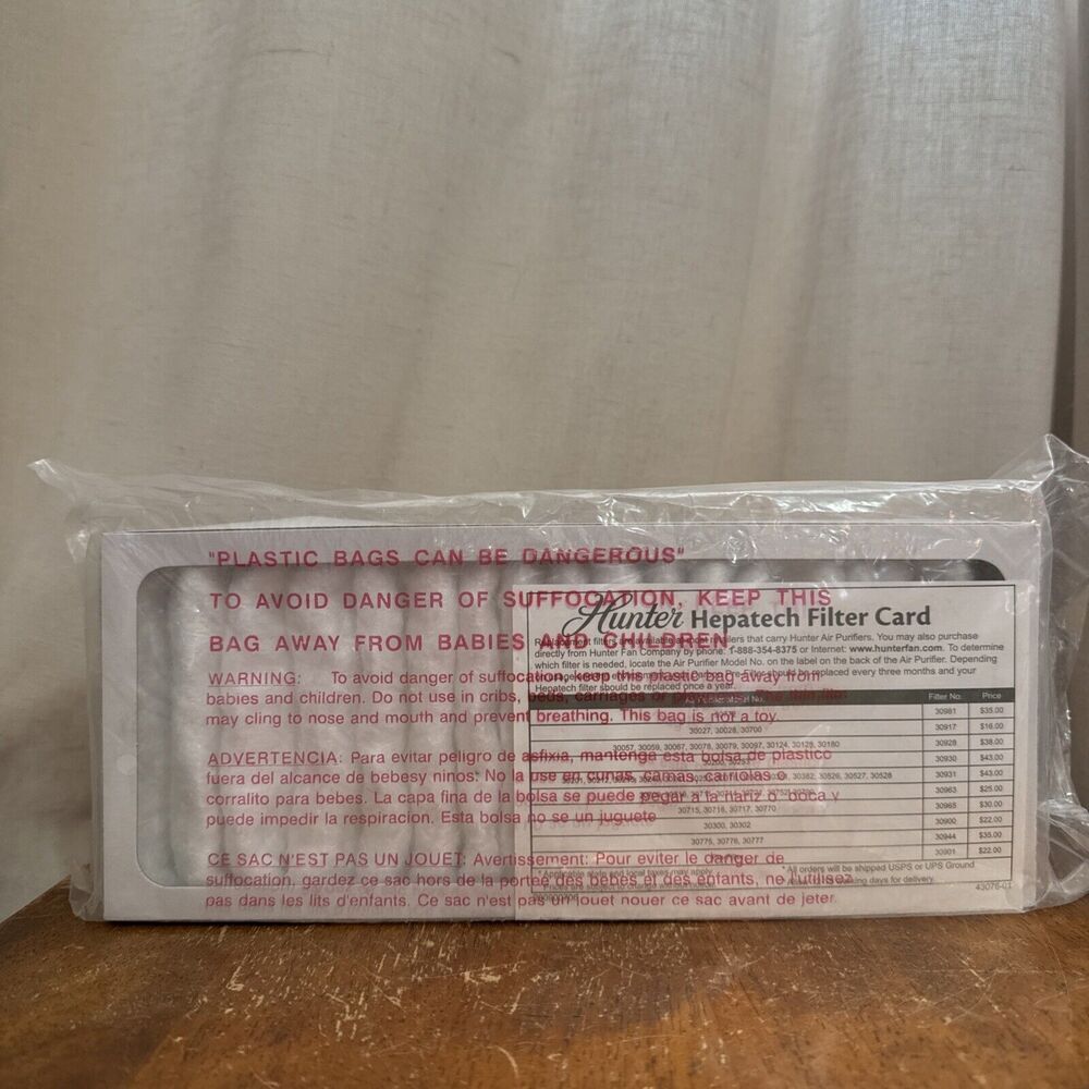 Air Purifier Replacement Filter 30917‎ Genuine Hunter HEPAtech New